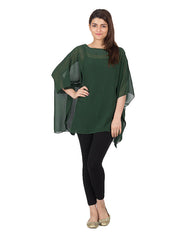 Valerie Green Polyester Weight Less Japan Chiffon Poncho For Women - PON 02 GR-va-157