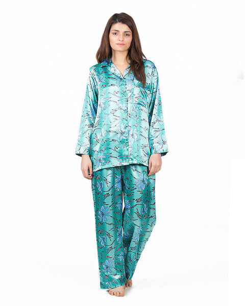 Valerie Valerie Dark Green Print Polyester Nightsuit-va-17