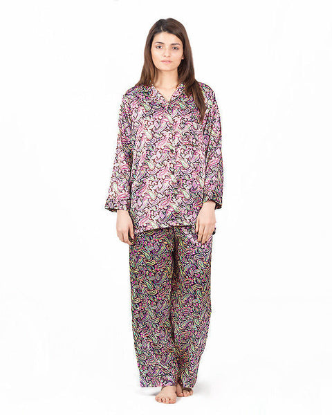 Valerie Brown Paisley Print Polyester Nightsuit -va-19