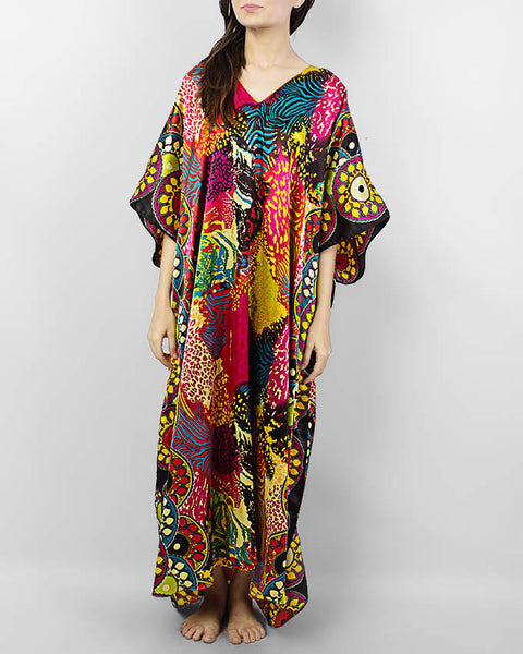 Valerie Valerie Multicolour Retro Intricacy Printed Long Caftan -va-34