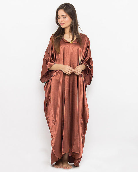 Valerie Valerie Brown Polyester Long Caftan for Women -va-41