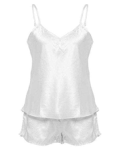 Valerie Ivory Polyester Satin Cami Set For Women   -va-44