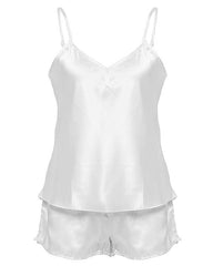 Valerie Ivory Polyester Satin Cami Set For Women   -va-44