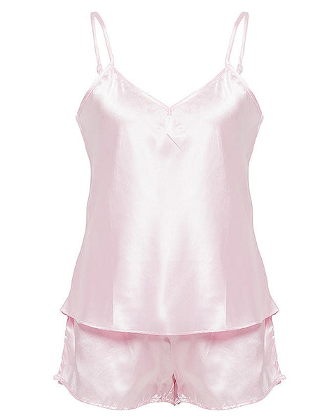 Valerie Pink Polyester Satin Cami Set For Women -va-45