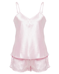 Valerie Pink Polyester Satin Cami Set For Women -va-45