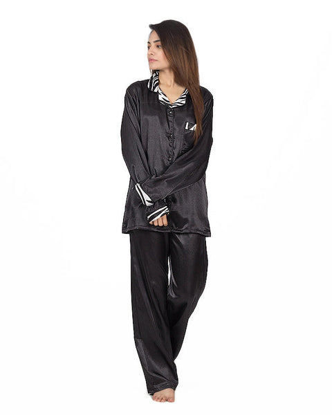 Valerie Black Polyester Nightsuit For Women  -va-4