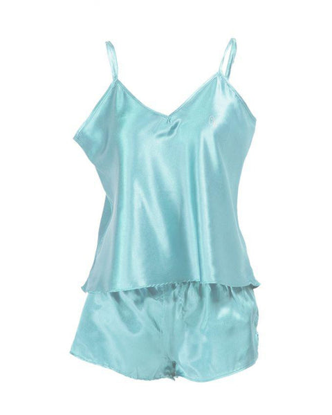 Valerie Aqua Blue Satin Cami Set Nightwear with Short-va-50