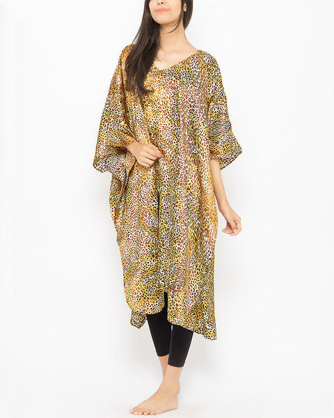 Valerie Brown Cheetah Printed Short Caftan-va-63