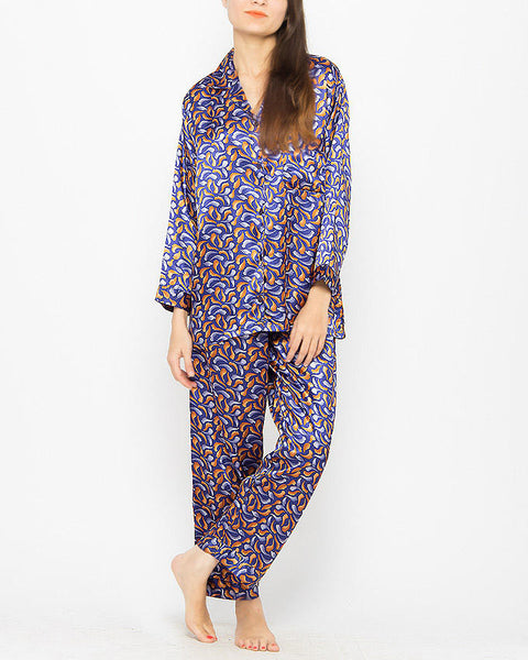 Valerie Navy Printed Pajama Set for Women-va-69