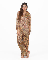 Valerie Valerie Brown Printed Polyester Nightsuit For Women -va-6