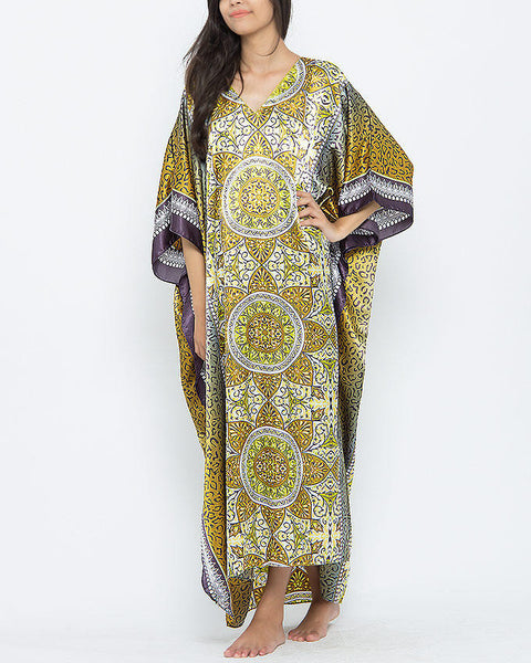 Valerie Green Printed Polyester Long Caftan For Women-va-70