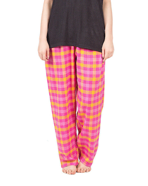 Valerie Valerie Pink & Yellow Cotton Flannel Pajama for Women-va-86