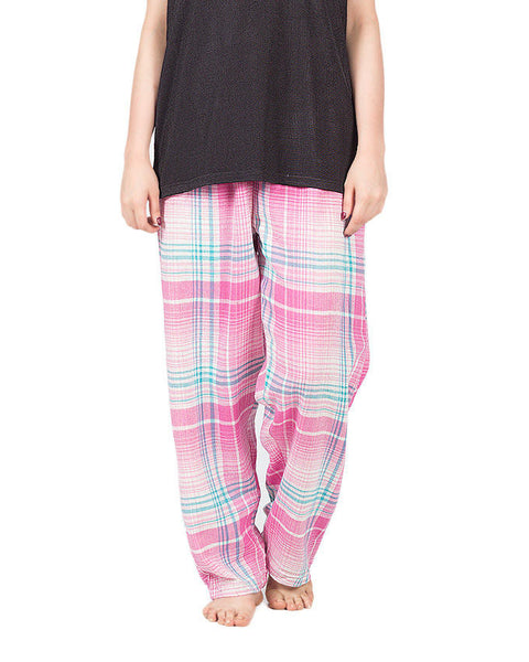 Valerie Valerie Pink & White Cotton Flannel Pajama for Women-va-88