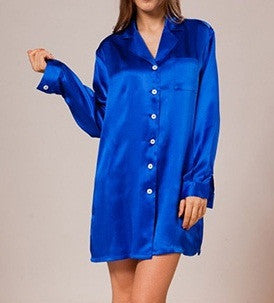 VALERIE 100% POLYESTER SOLID SATIN SLEEP SHIRT WITH CUFF NS 01 RB